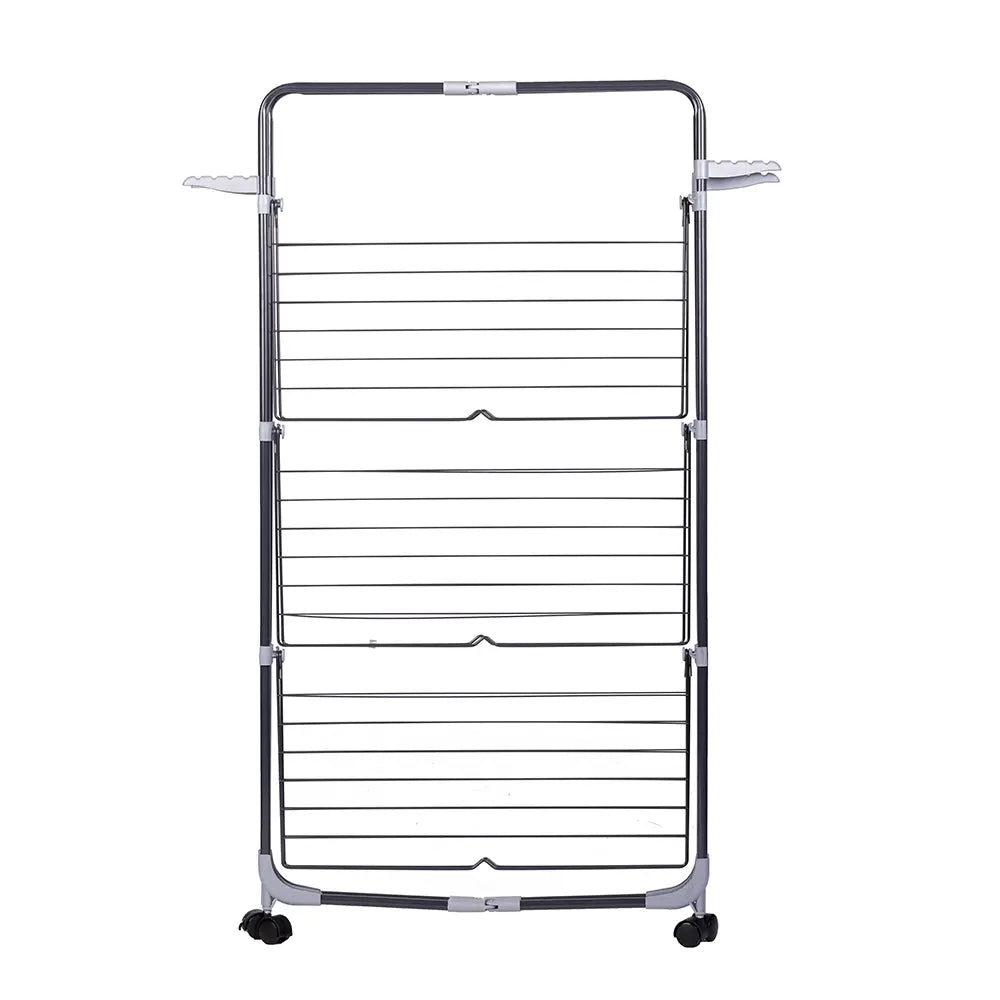Uscator de rufe cu 3 nivele Ertone MN98U, pliabil cu suport de umerase, suporta 30 kg rufe, Inox