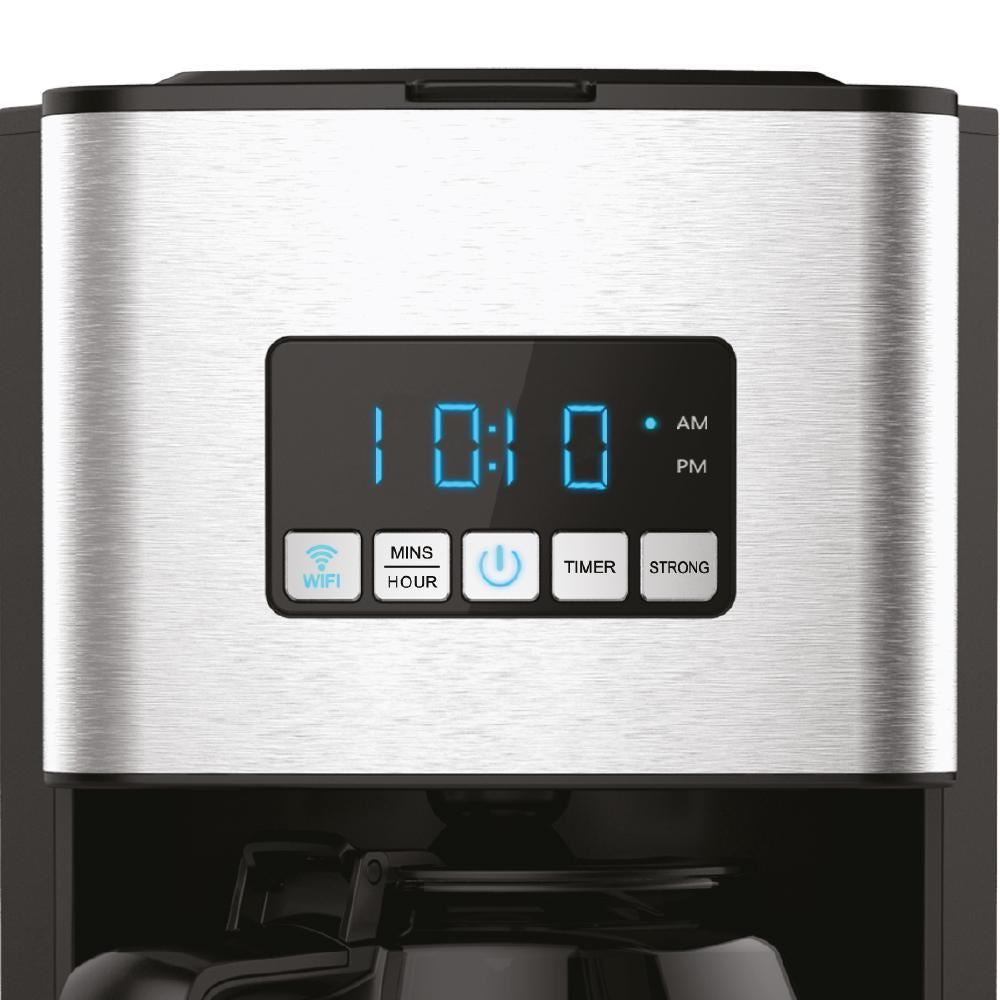 Filtru cafea digital cu functie de programare HAUSBERG HB3755, 1000-1200 W, 1.8 l, Wifi, afisaj LED, sistem de protectie, Inox