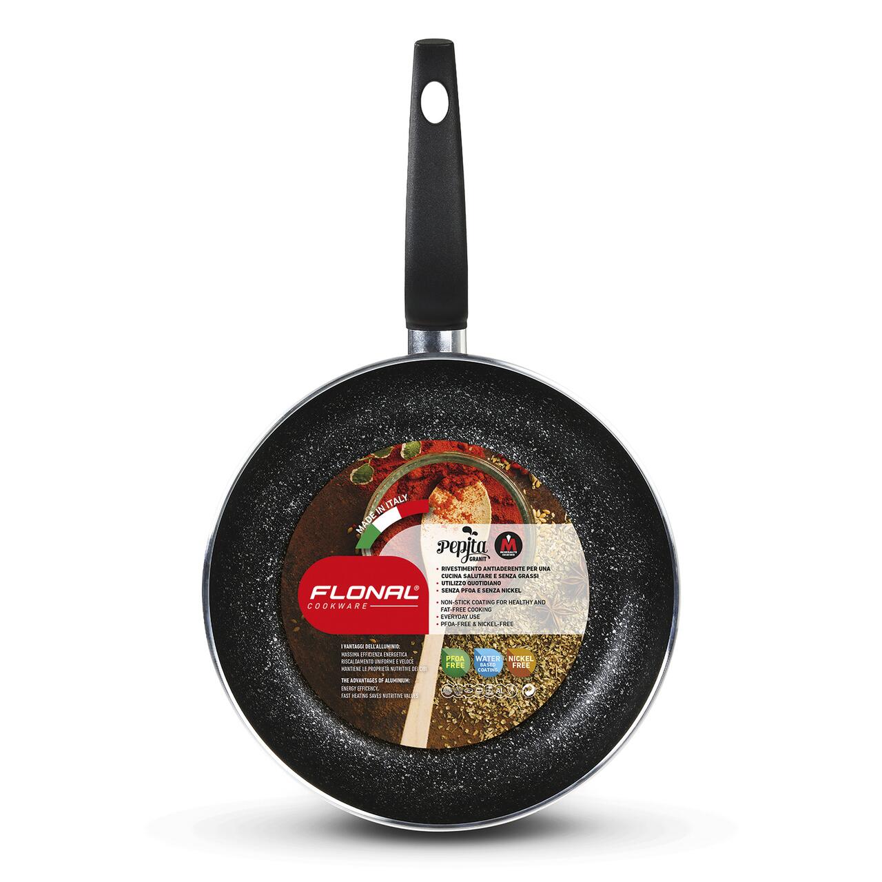 Tigaie adanca WOK antiaderenta FLONAL Pepita Granit cu 6 straturi de acoperire cu efect de piatra Mineralit, 28cm
