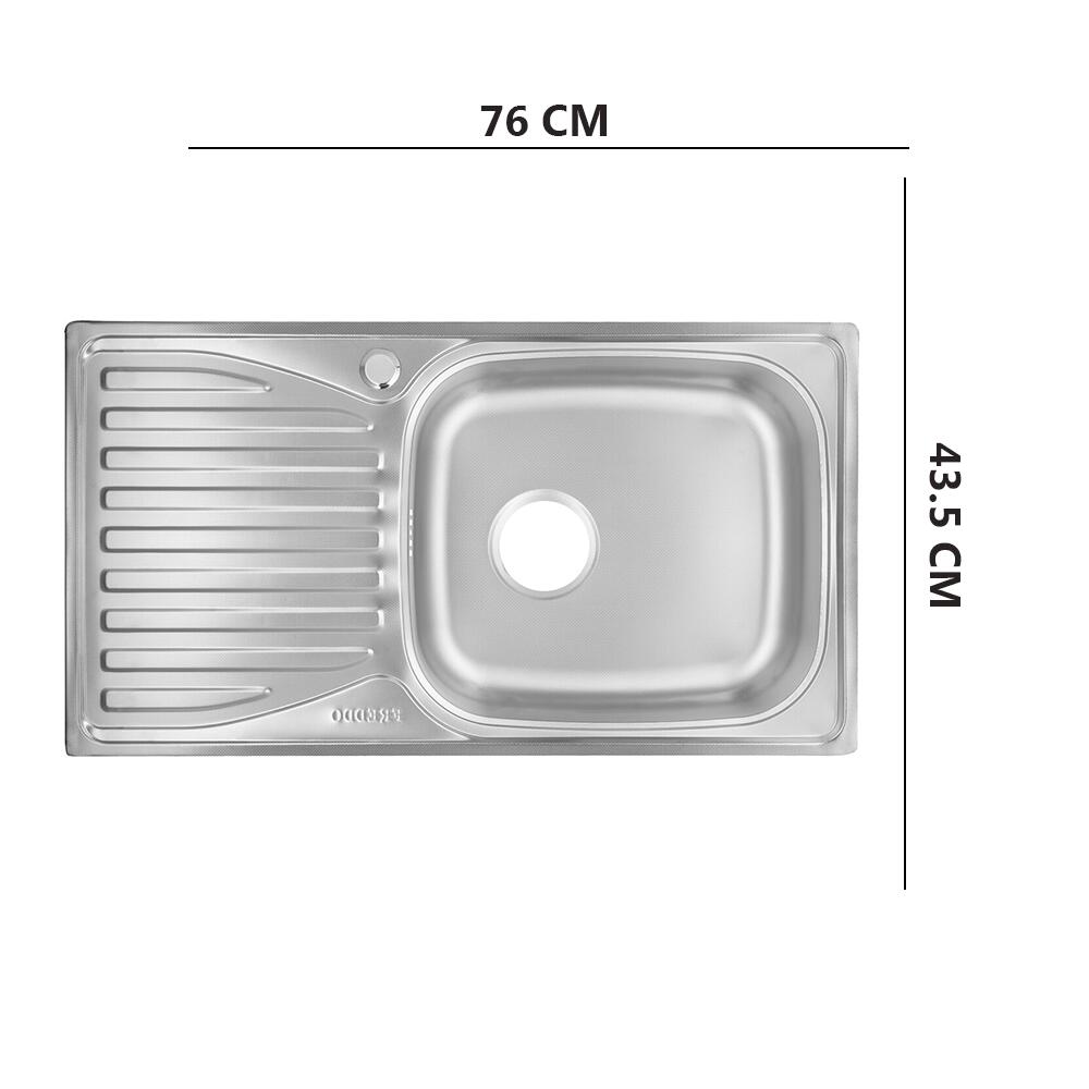 Chiuveta inox Freddo SN9019D, pentru blat, finisaj satinat, cuva dreapta, scurgere Q32, 43.5 x 76 cm, adancime 15 cm