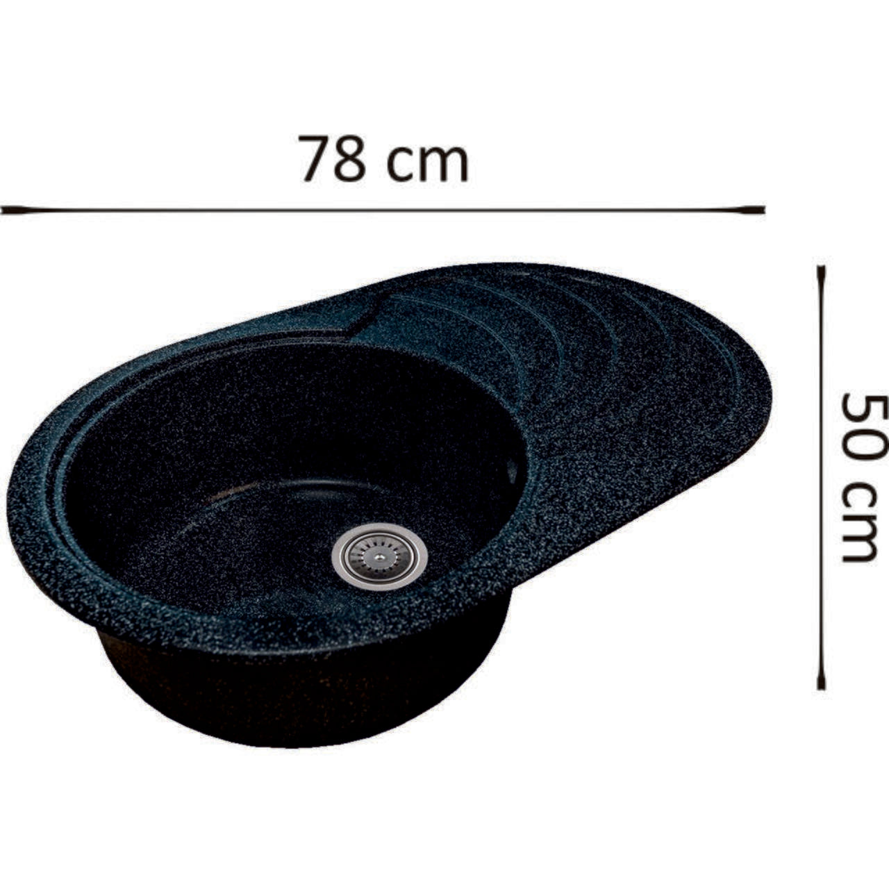 Chiuveta bucatarie Sanitec NS SN9033ST-NG, granit-compozit, negru, 1 cuva stanga, 78 x 50 cm