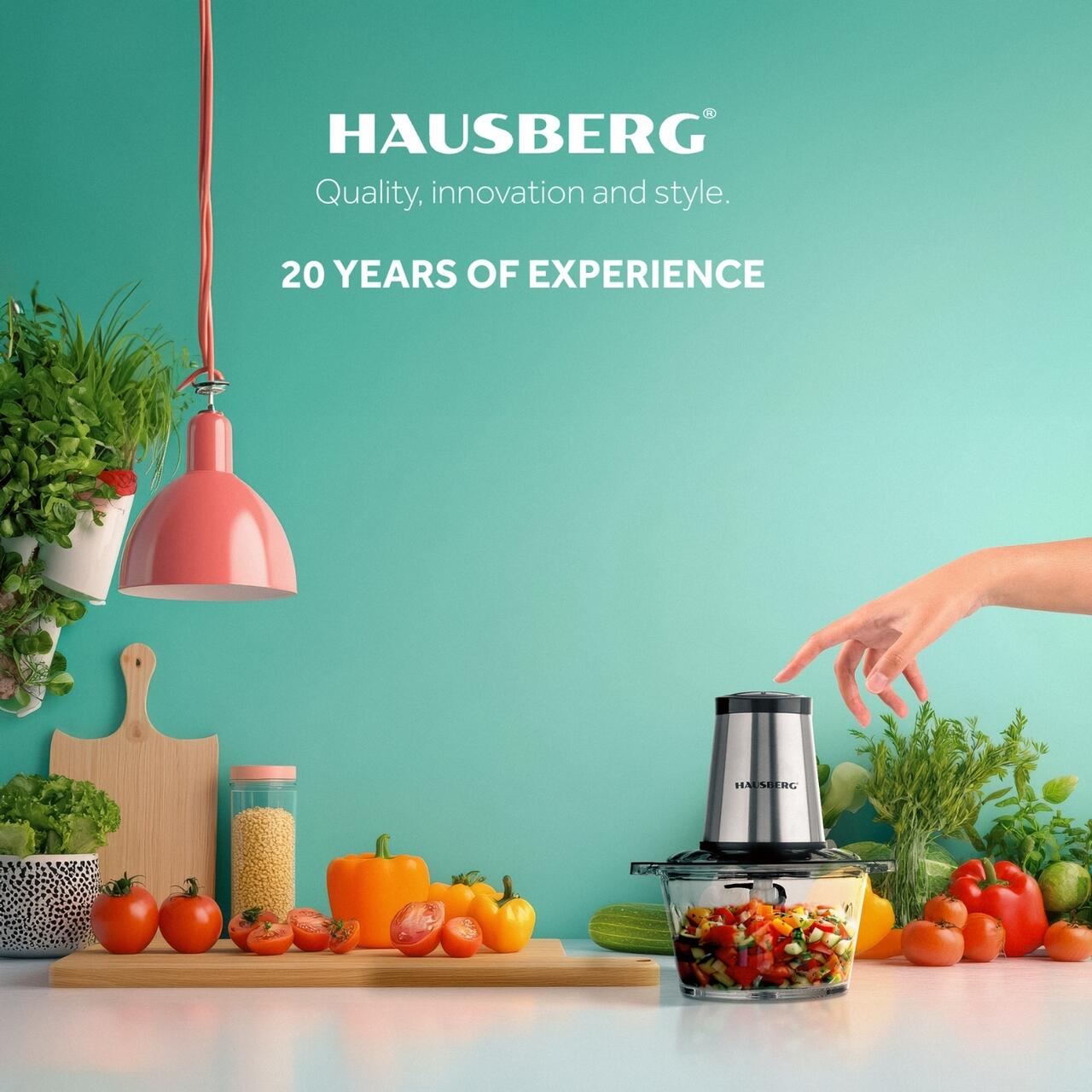 Tocator Hausberg HB-4505, 400W, bol 2L, toaca, taie, macina, amesteca