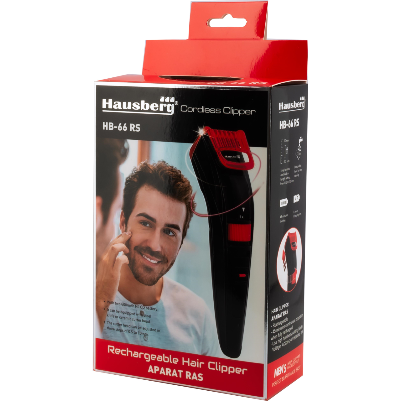 Masina de tuns Hausberg HB-66RS, Reincarcabila, Lame detasabile, Pieptene ajustabil