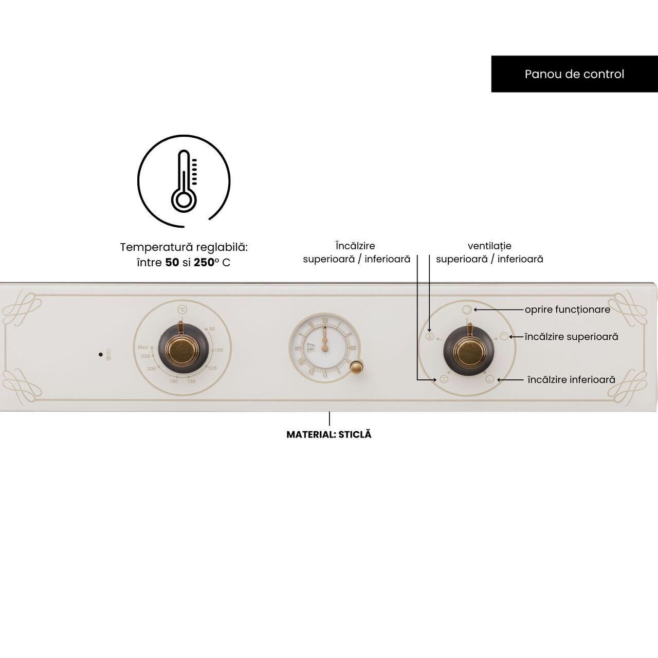 Cuptor electric incorporabil rustic Hausberg HB-8050RST 2000W 57L