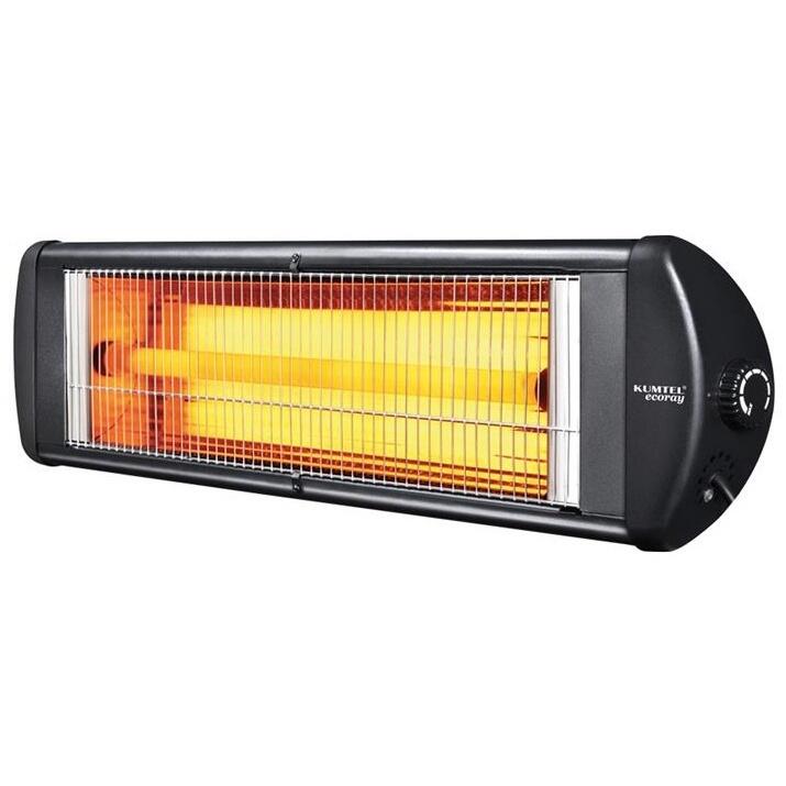 Pachet Radiator electric cu infrarosu KUMTEL EX25, 2500W, Termostat, Corp metalic, Protectie 20 IP, Negru, Suport radiator Hausberg HB-8712NG, metalic, reglabil pe inaltime 100-180 cm