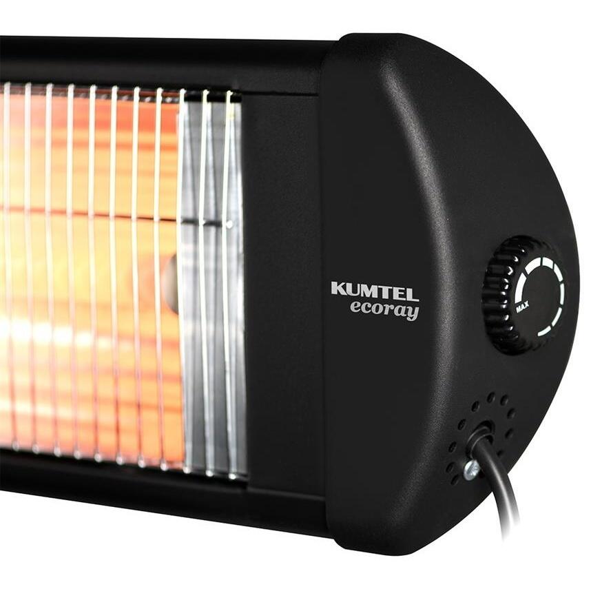 Pachet Radiator electric cu infrarosu KUMTEL EX25, 2500W, Termostat, Corp metalic, Protectie 20 IP, Negru, Suport radiator Hausberg HB-8712NG, metalic, reglabil pe inaltime 100-180 cm