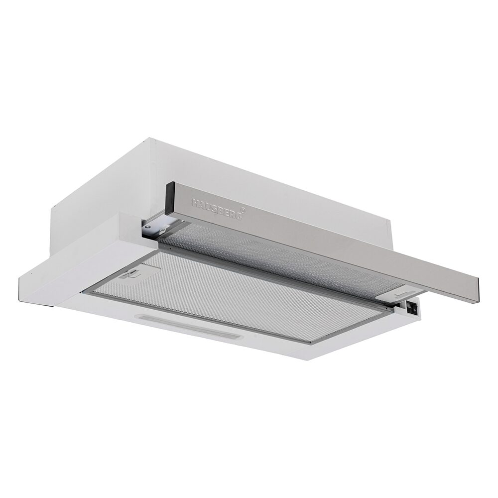 Hota incorporabila telescopica Hausberg HB-1285IN, 60 cm, putere de absorbtie 420 m3/h, 2 motoare, Inox