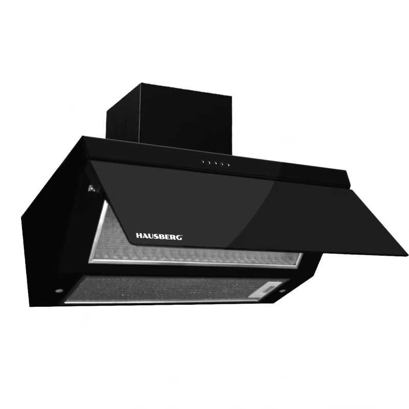 Hota incorporabila decorative HAUSBERG HB-1270, 60 cm, putere de absorbtie 450 m?/h, Corp din Sticla, LED, Filtru din aluminiu